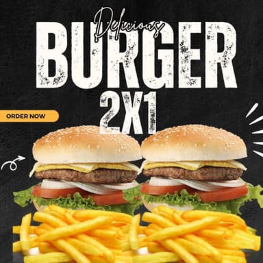 2X1 Burger Americana + Papas