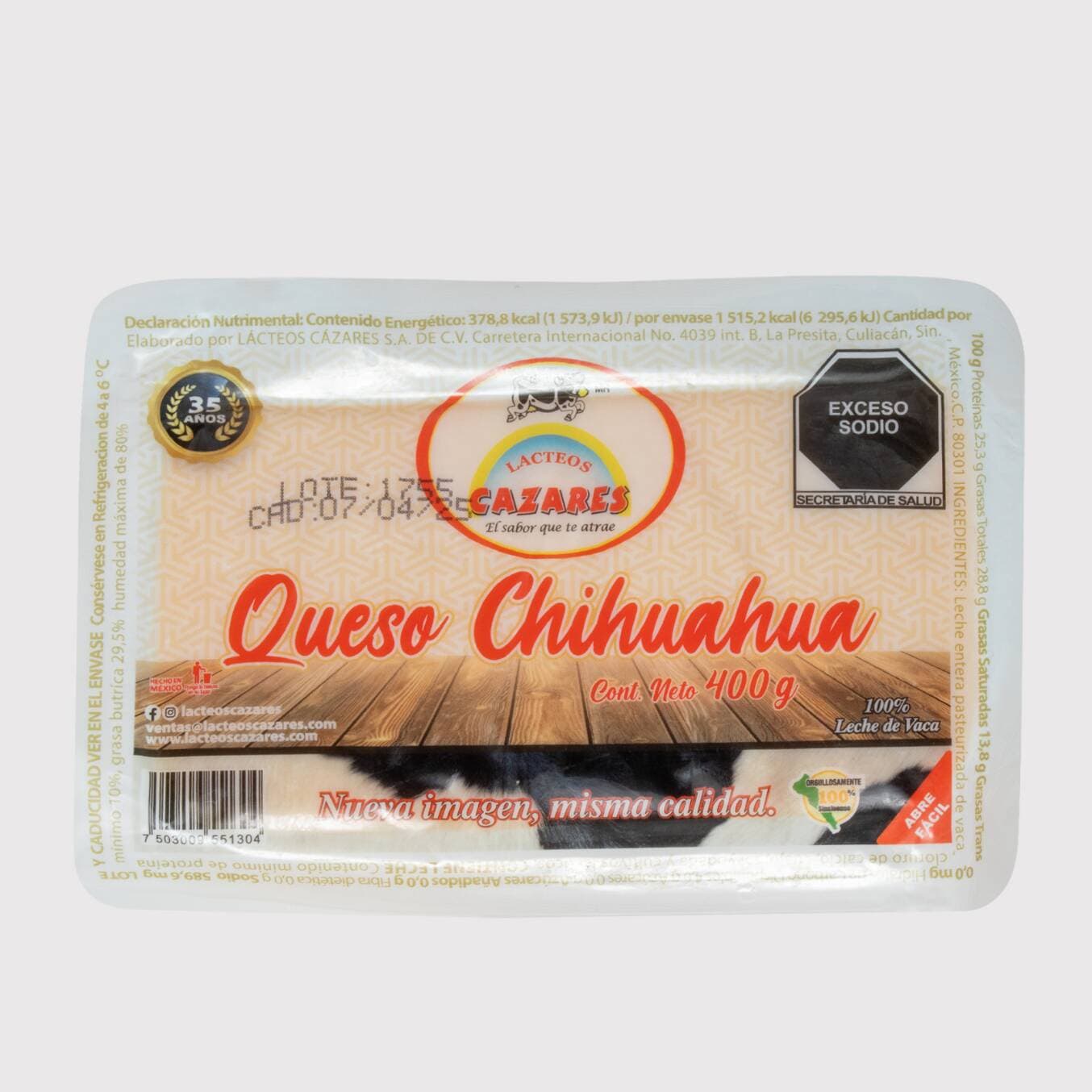 Queso Chihuahua Cazares 400 gr
