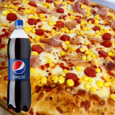 Pizza Grande 8 Porc + Bebida + Brownie