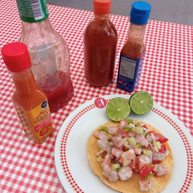 Tostada de Ceviche de Camarón.