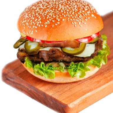 HAMBURGUESA jalapeños y carne desmechada