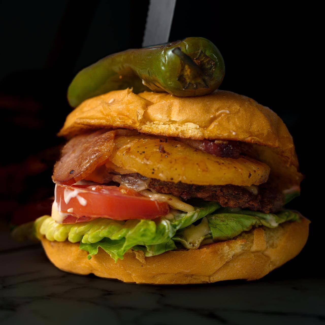 Hamburguesa Hawaiana.