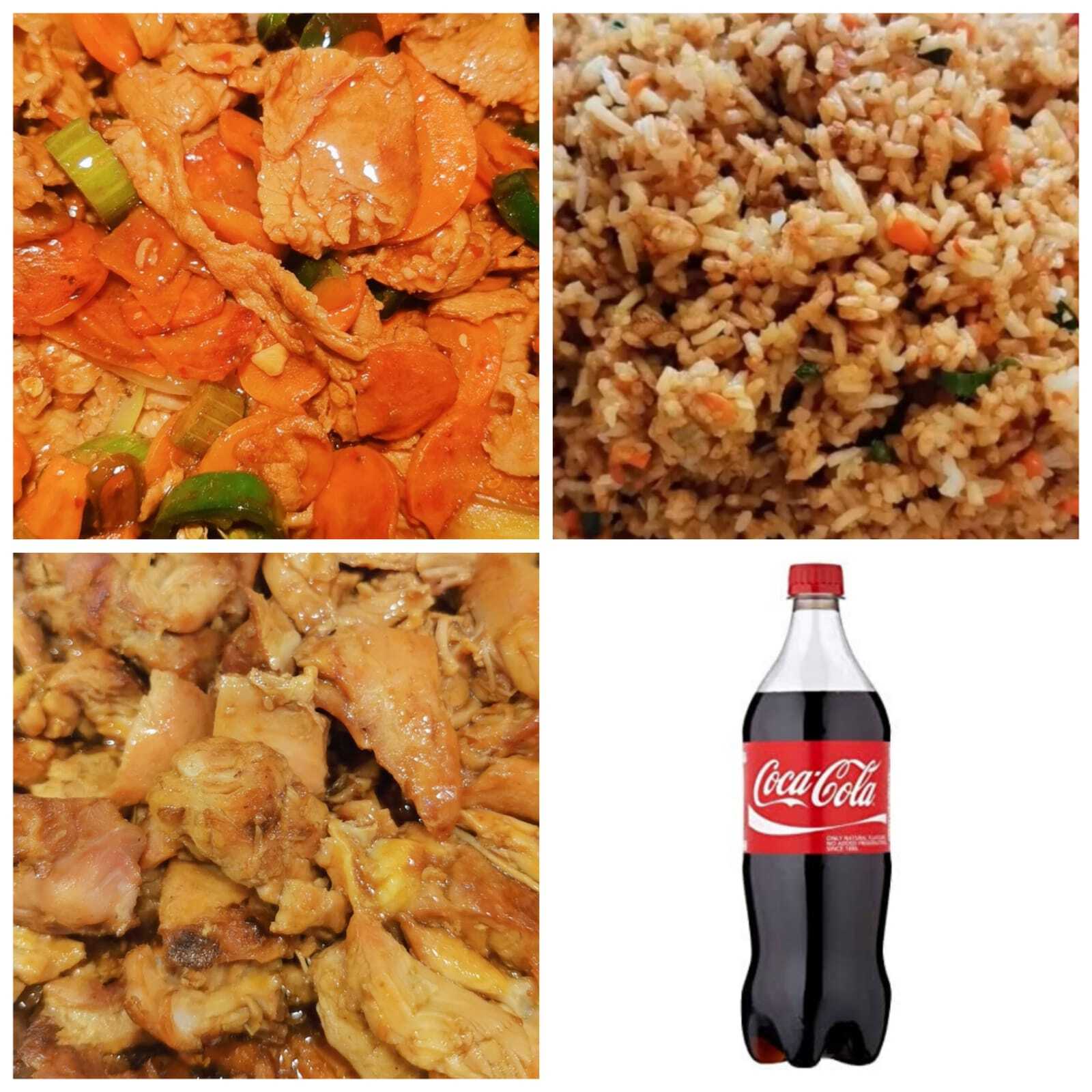 Pollo a la Plancha y Carnes Picoso（煎鸡+辣猪肉+可乐）