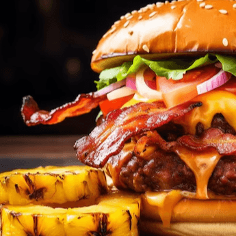Hamburguesa  Extra grande con  Doble Queso y Piña