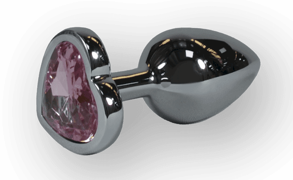 ODIBO KINKY PLUG SILVER WITH PINK HEART 2.7 INCH