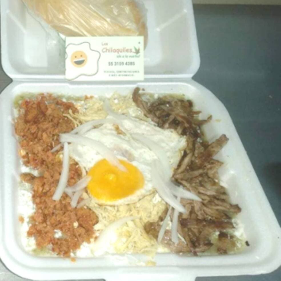Chilaquiles Costilla, Longaniza, Quesillo, Pollo