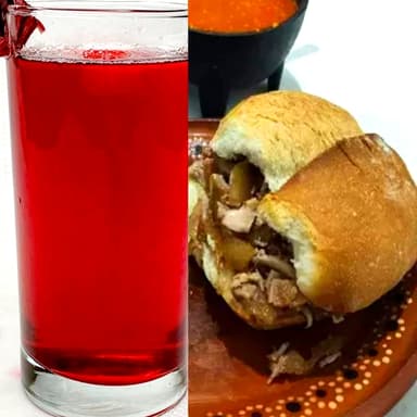 Torta Surtida y Agua de Jamaica