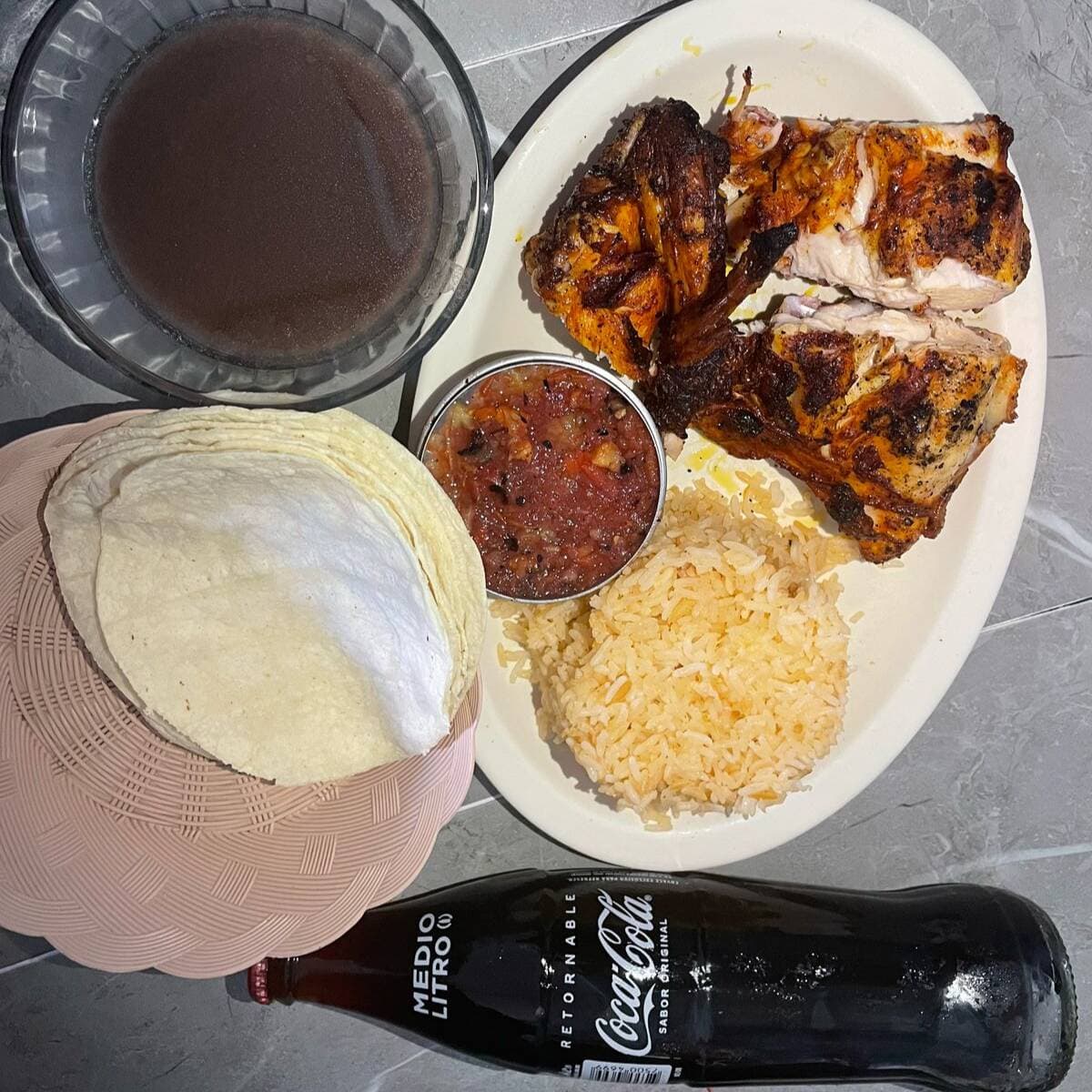1/4 Pollo Asado y Refresco 500ml