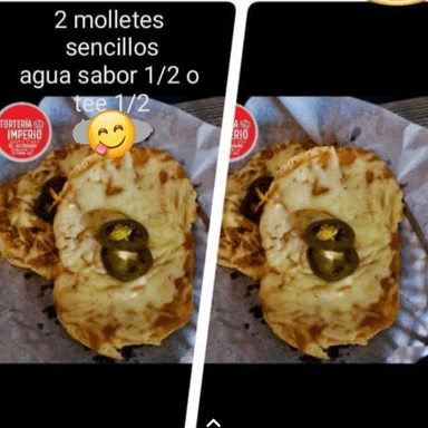 Combo Mollete Sencillo + agua de sabor