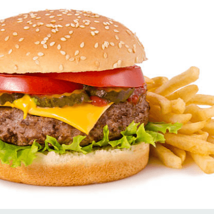 Hamburguesa de casa + papas fritas