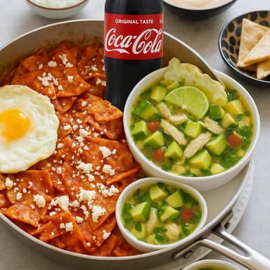 Combo Chilaquiles Con Consome y Bebida