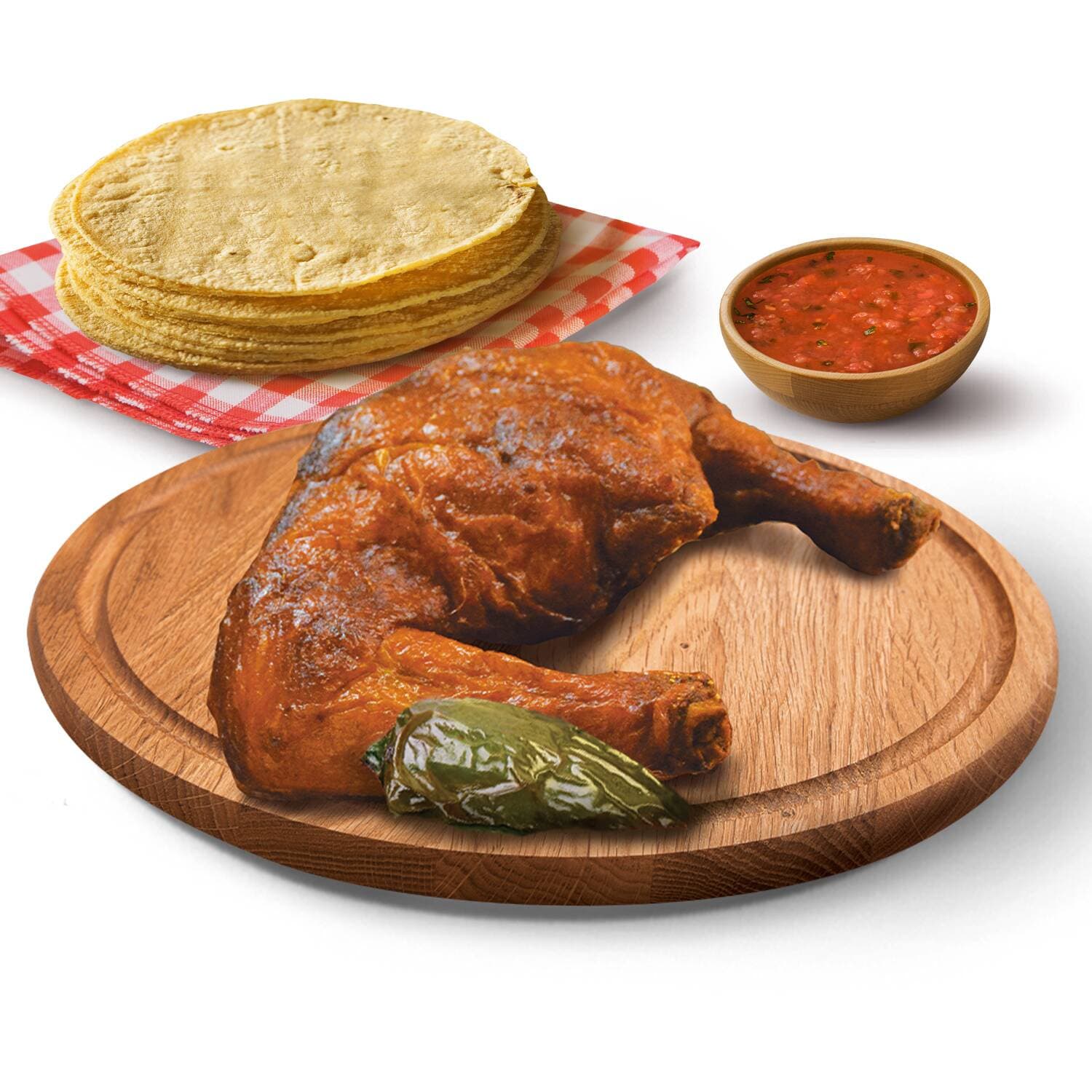Medio pollo (piernas y muslos)