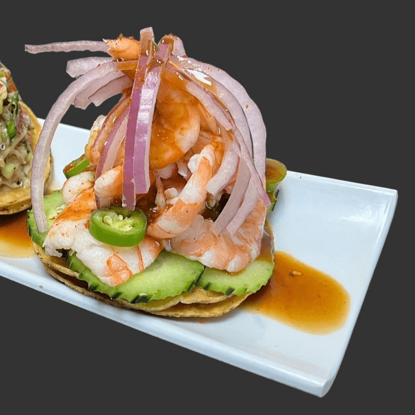 TOSTADA PERRONA DE CAMARON COCIDO