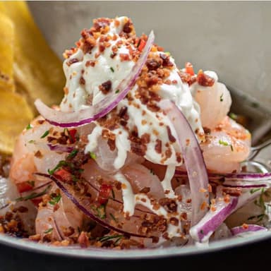 Ceviche de pescaddo y camaron a lo Costeño