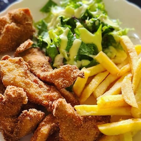 Fajitas de Pollo + Papas Fritas + Ensalada