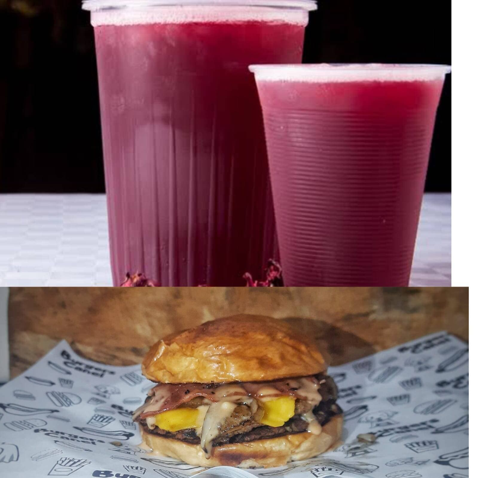 Combo hamburguesa smash + agua de jamaica 1/2