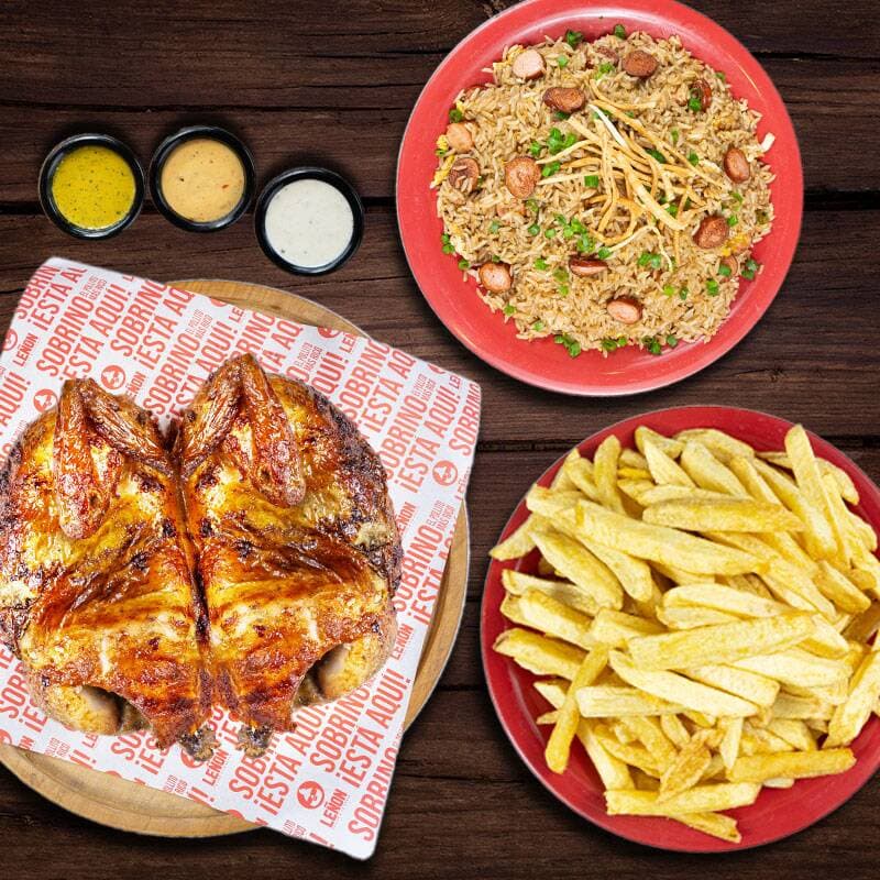 Pollo + Papas Fritas + Chaufa de Hot Dog