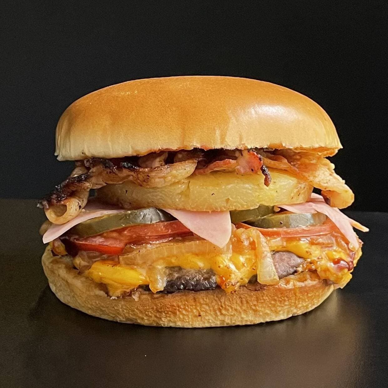 Hamburguesa Hawaiana + papas