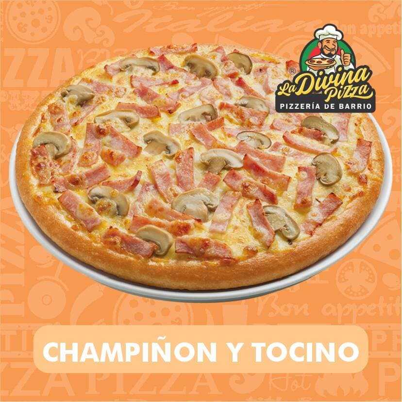PIZZA GRANDE CHAMPIÑON Y TOCINO