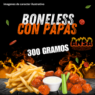 300 GRAMOS DE BONELESS CON PAPAS