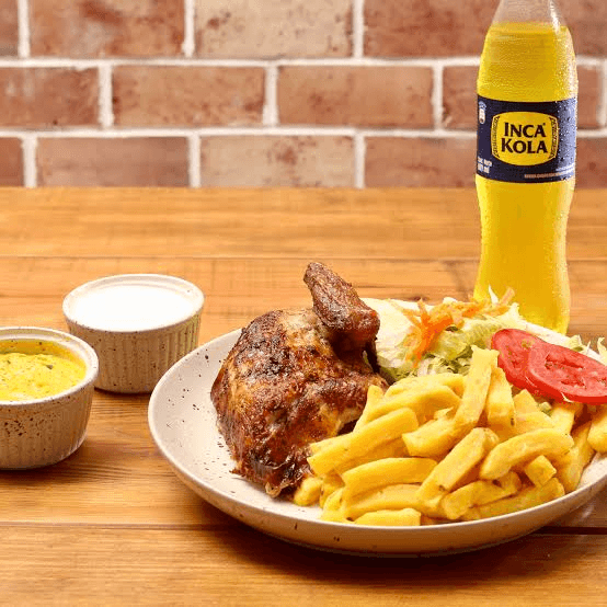 1/4 de pollo +papas+ gaseosa