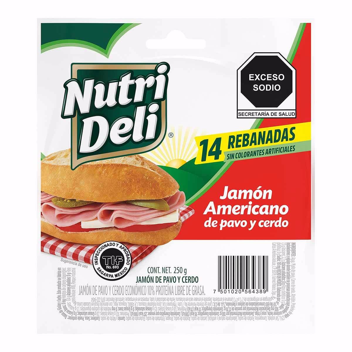 JAMON AMERICANO 250G NUTRIDELI PAVO Y CERDO