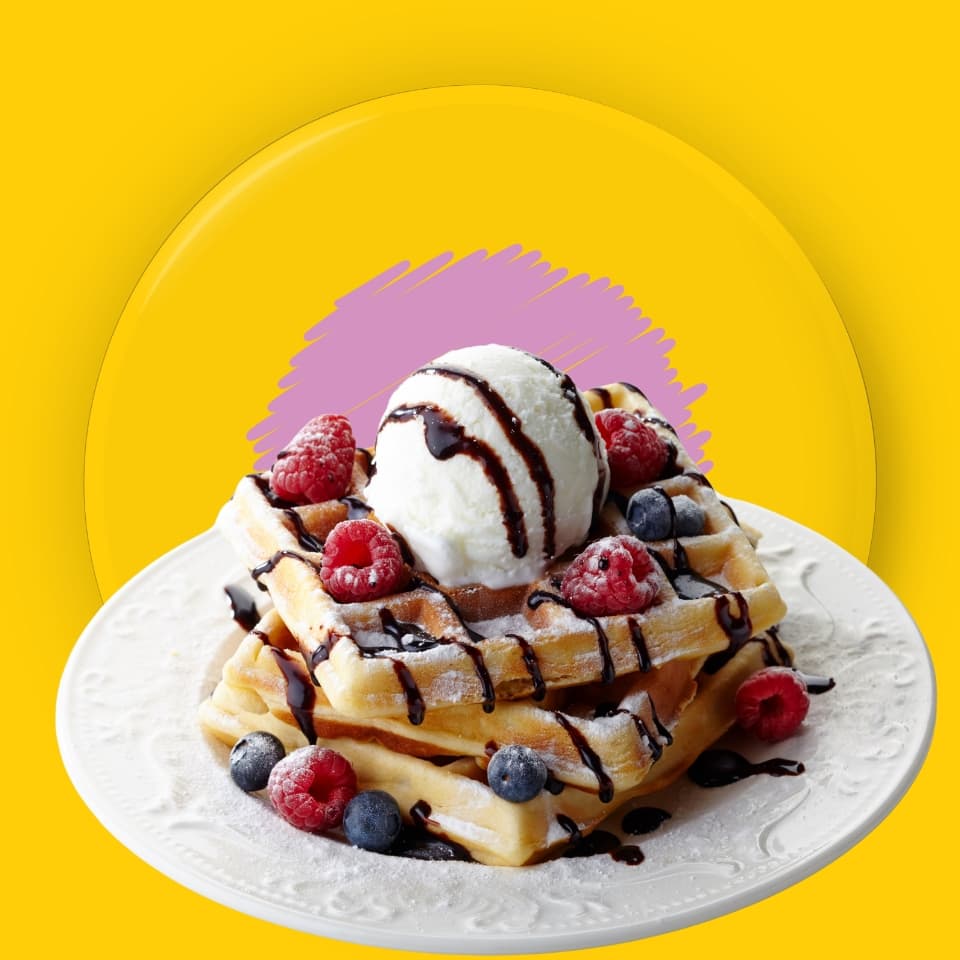 Waffle Doble Con Helado