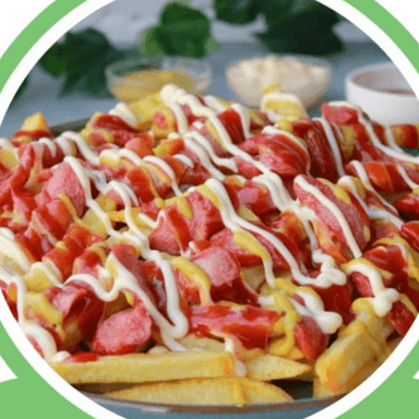 Salchipapa para 2 + Hamburguesa Doble Carne