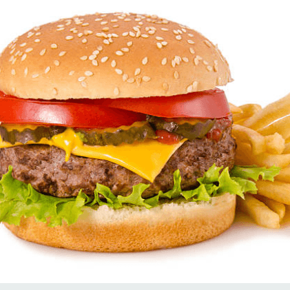 Hamburguesa de casa + papas fritas
