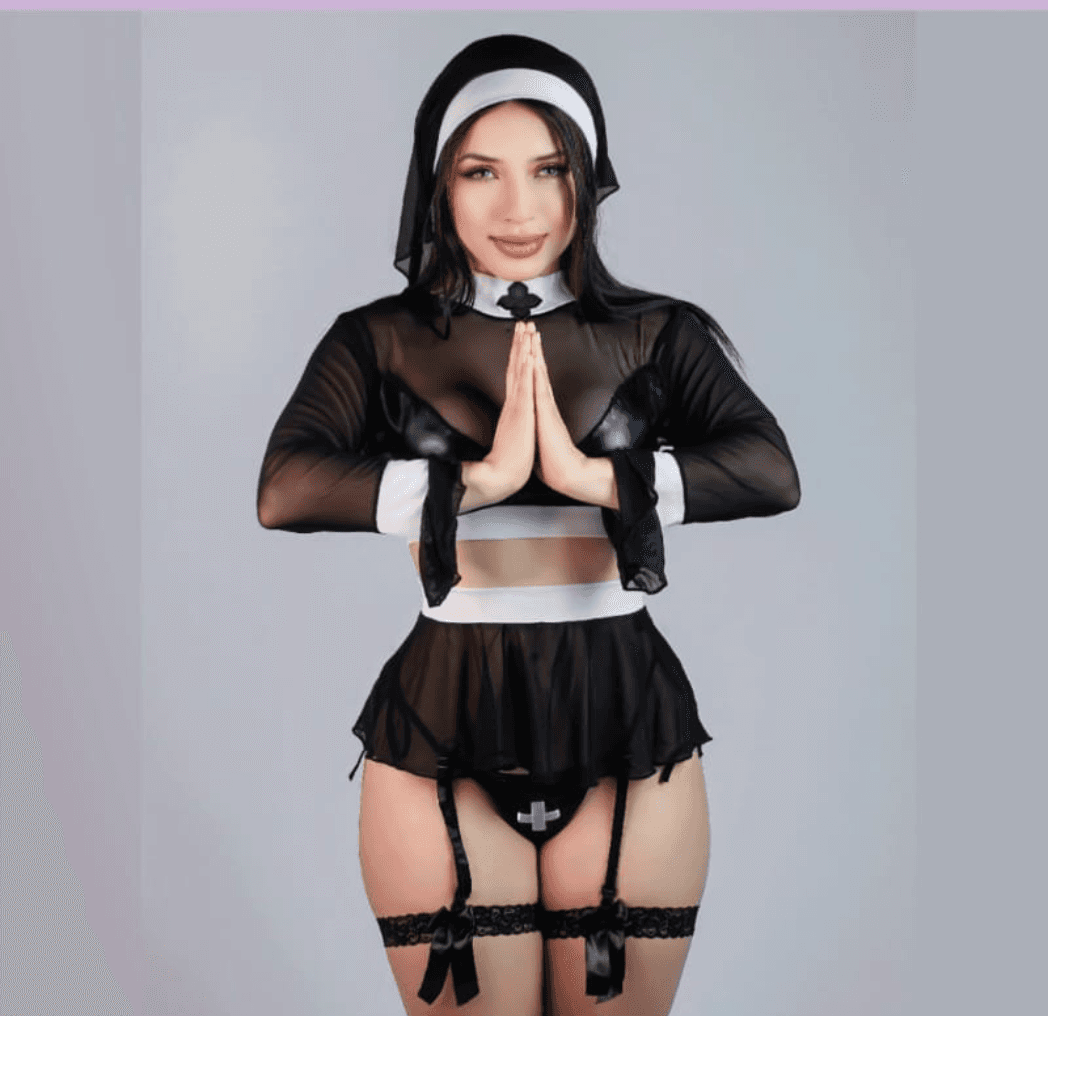 Disfraz sexy monja atrevida lenceria