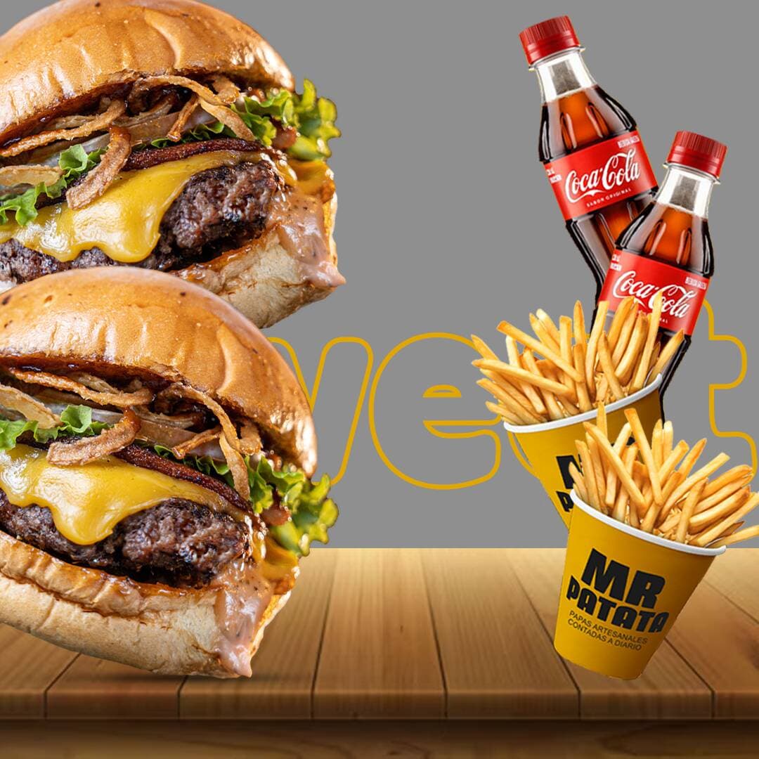 DUO Burgers Mr Sweet + Papas + 2 Gaseosas