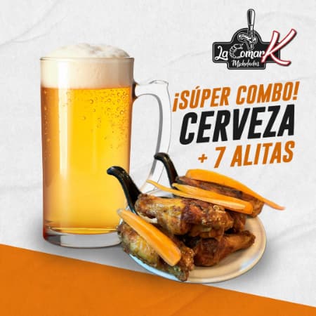 7 Piezas de Alitas + Cerveza (1.2L)