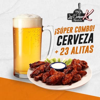 23 Piezas de Alitas + Cerveza (1.2l)