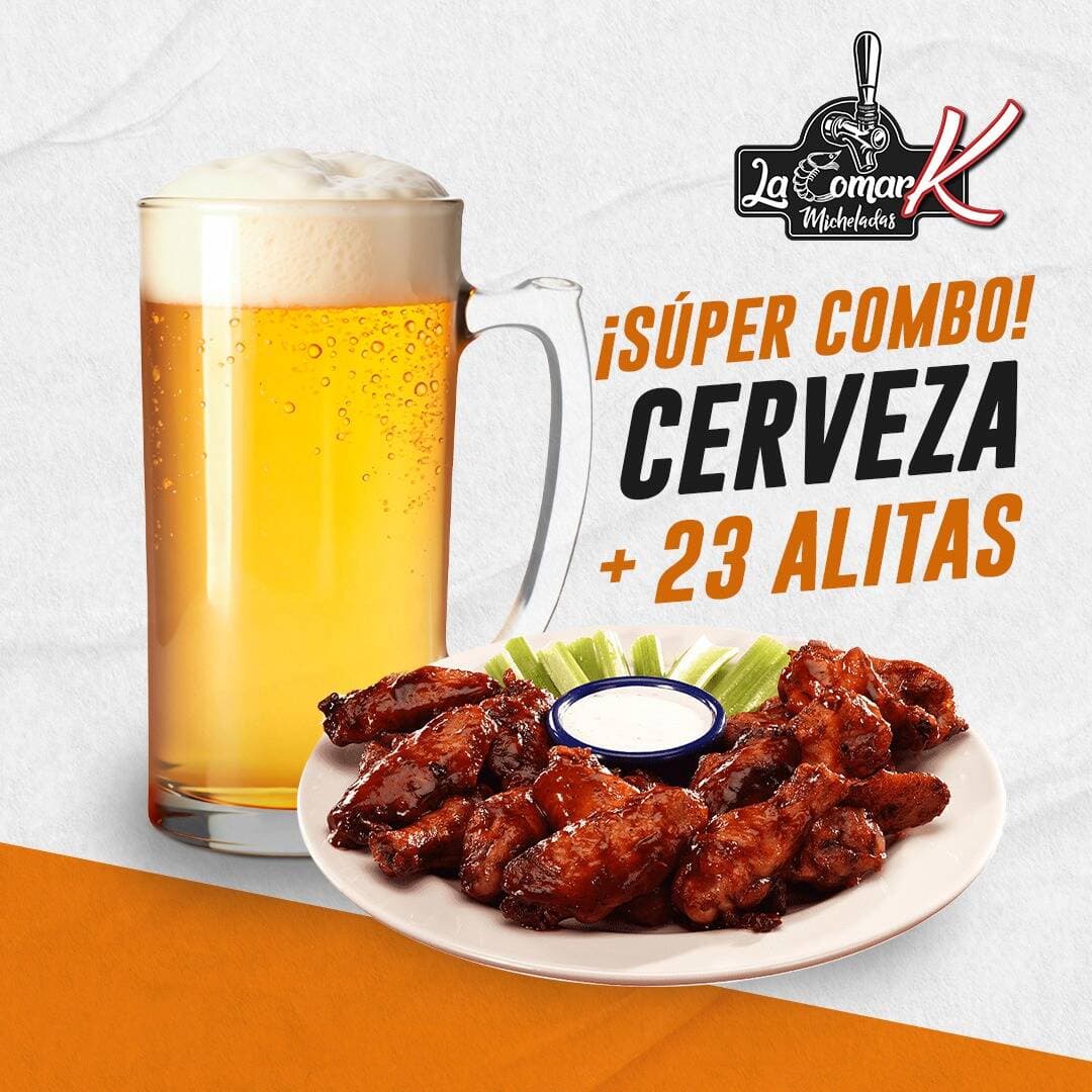 23 Piezas de Alitas + Cerveza (1.2l)