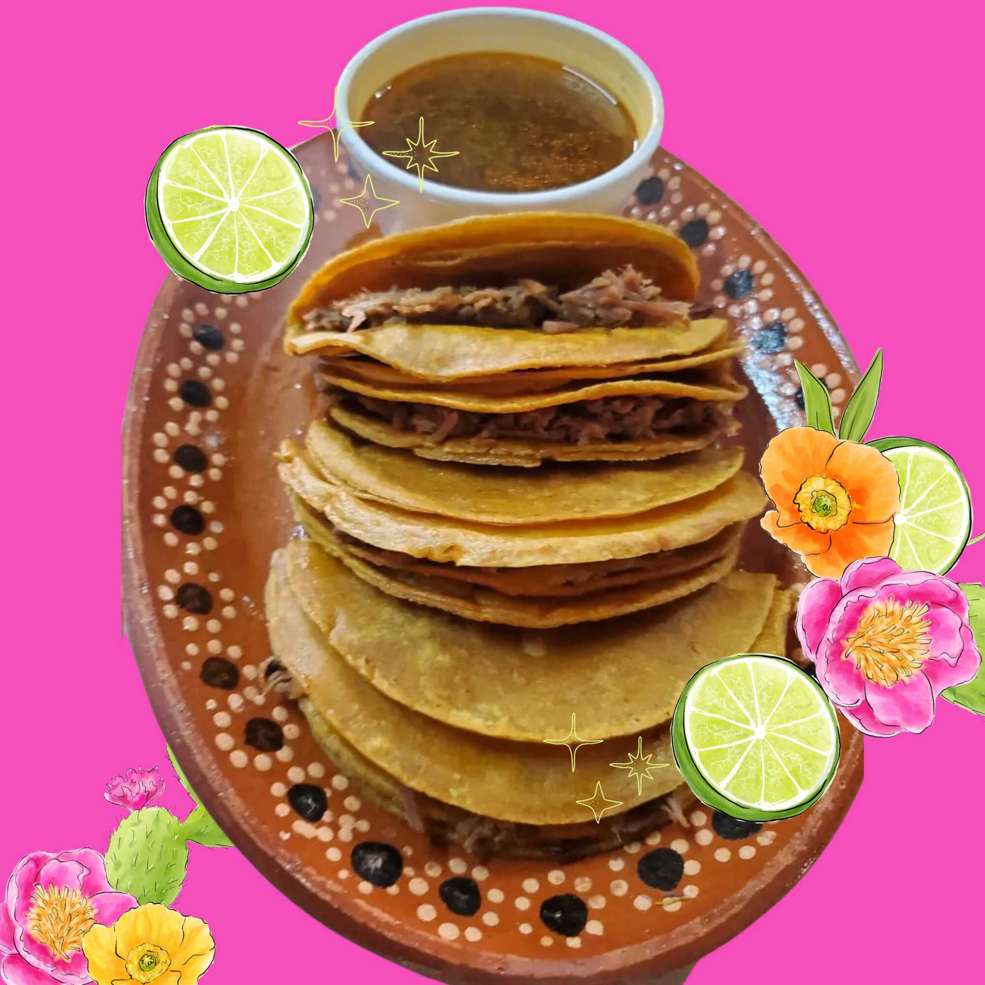 4  TACOS DORADOS SIN QUESO + CONSOME 8 Oz