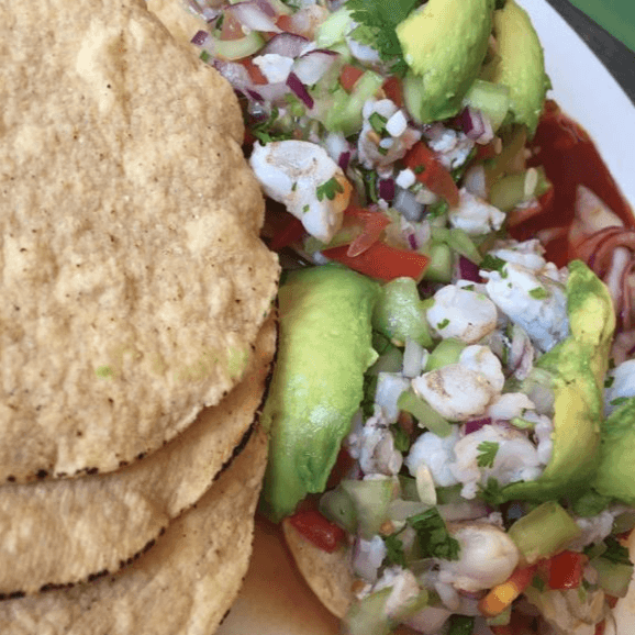 Tostada Ceviche de Camarón