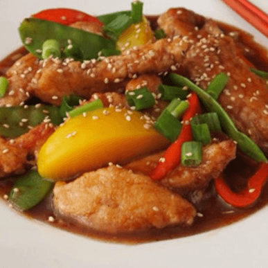 Pollo en Trozos con Durazno