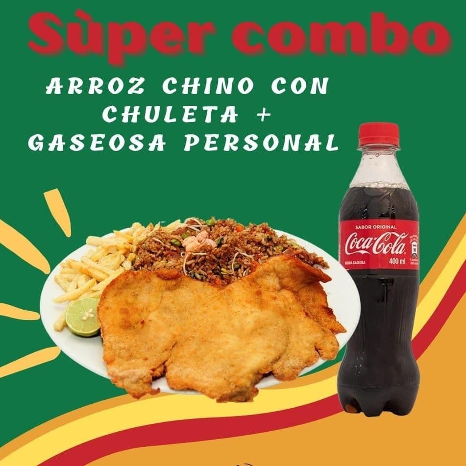 Combo Personal  Chino con Chuleta Papas y Gaseosa