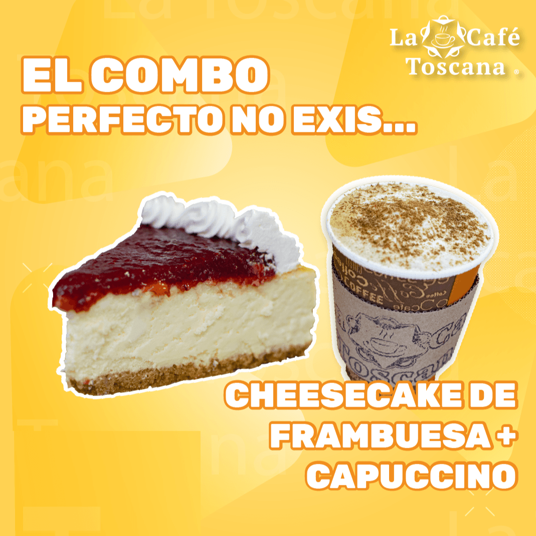 Combo Cappuccino + Cheescake de Frambuesa