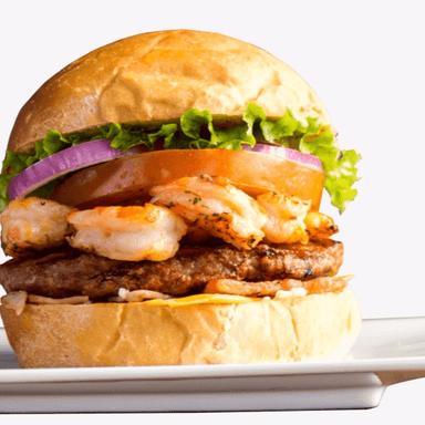 chesse burger con camarones