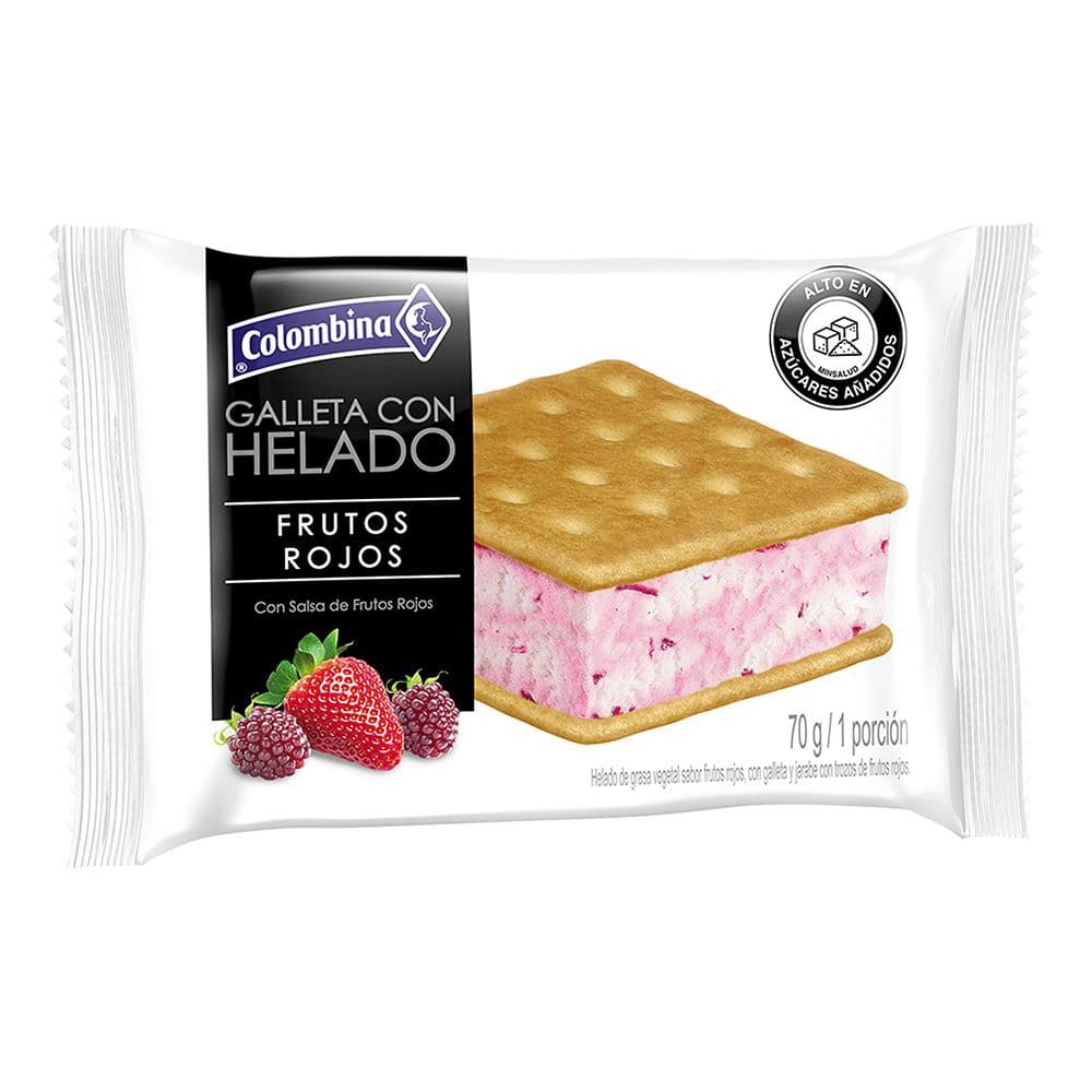 Galleta con Helado de Frutos Rojos
