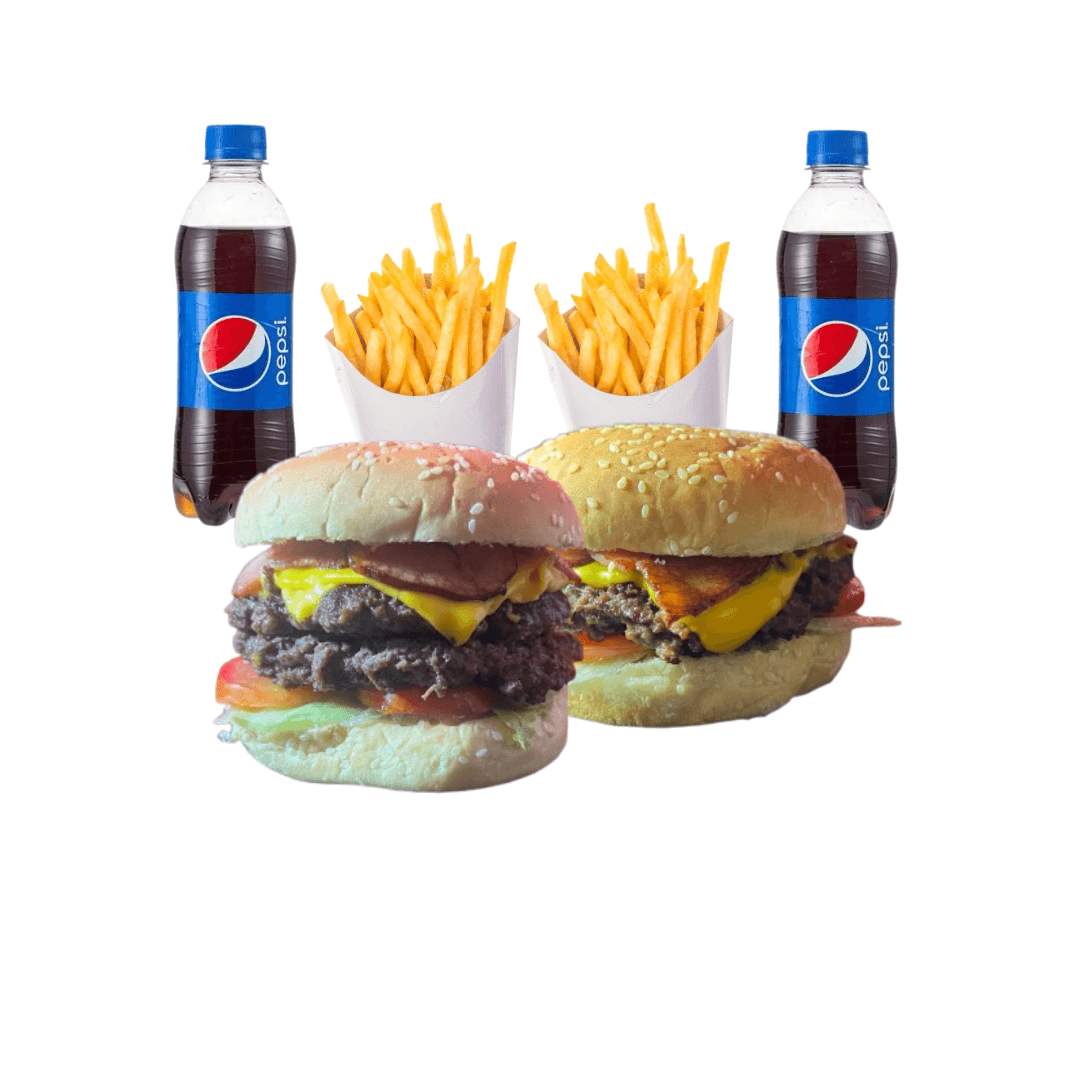 Burguer Bacon + Burguer Bg + 2 Pepsis