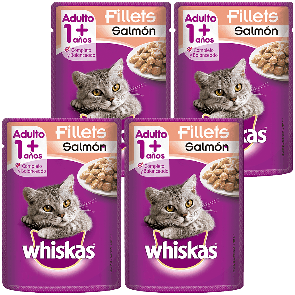 4 WHISKAS Trozos Salmon Pouch 85gr