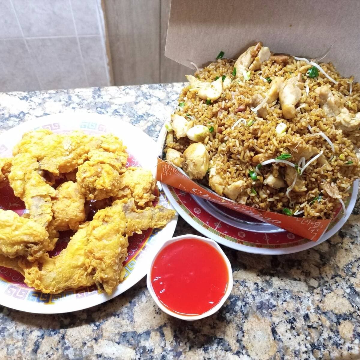 Arroz grande especial + 6 muslos de pollo