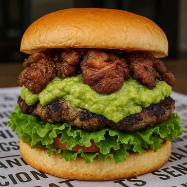 Hamburguesa Guacamole y Chicharrón de la Ramos)