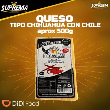 Queso Tipo Chihuahua C/Chiltepin 500 gr