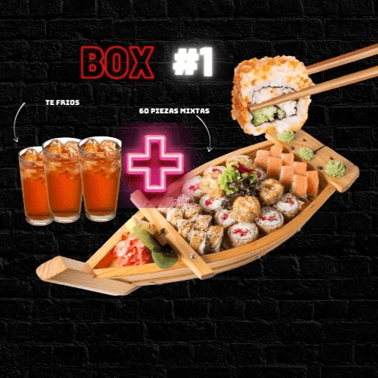💥🍣MEGA BOX #1 SUSHI 60 PIEZAS ➕3  TE FRIOS