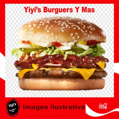 Yiyi´s Burguers Doble BBQ  o Salsas a Escoger