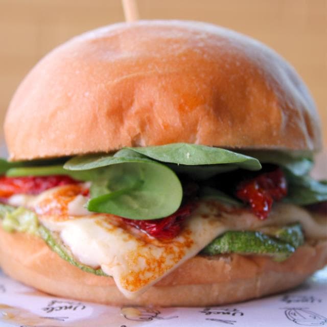 Veggie breakfast brioche burger