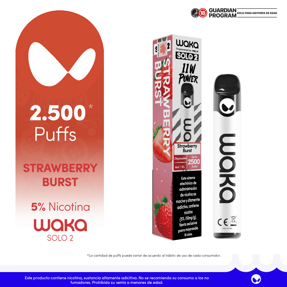 WAKA Vape Solo 2 Strawberry Burst-5% 2500 Puff